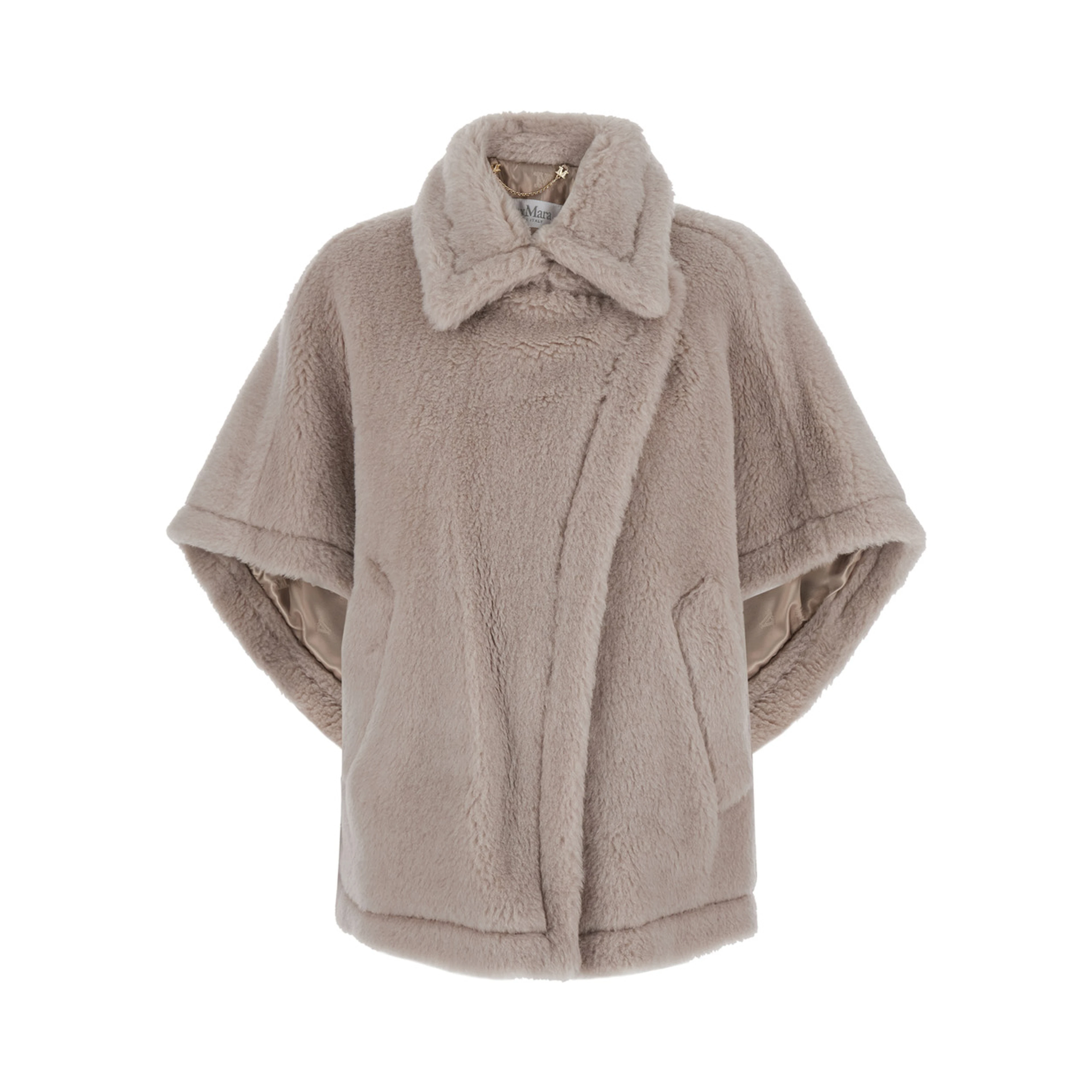 Cape TEBE1 with shawl collar and pockets, in Tech Fabric, beige, women