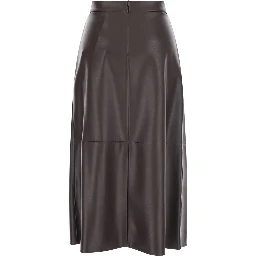 Brown womens leather-effect jersey skirt in Tech Fabric