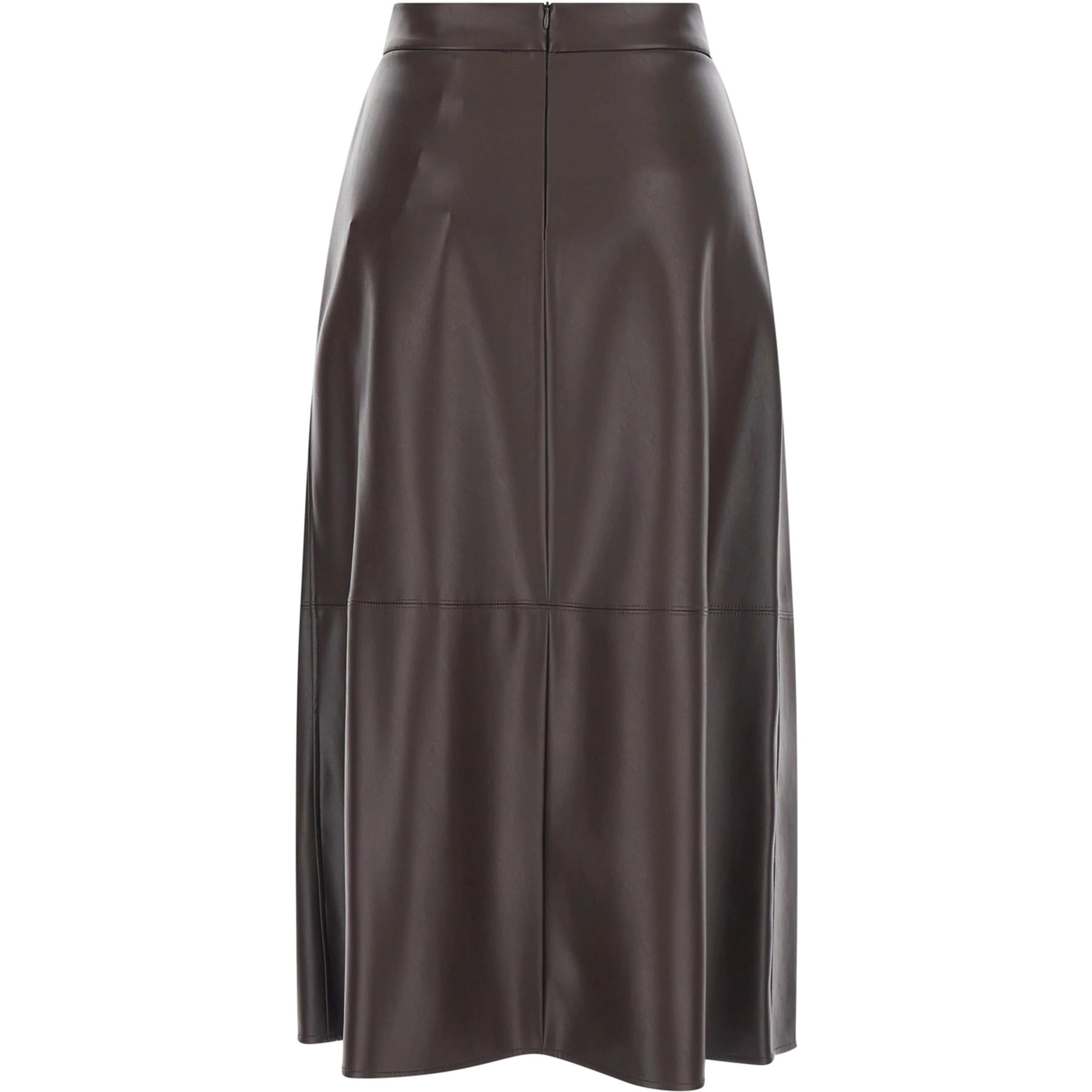 Brown womens leather-effect jersey skirt in Tech Fabric
