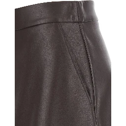 Brown womens leather-effect jersey skirt in Tech Fabric