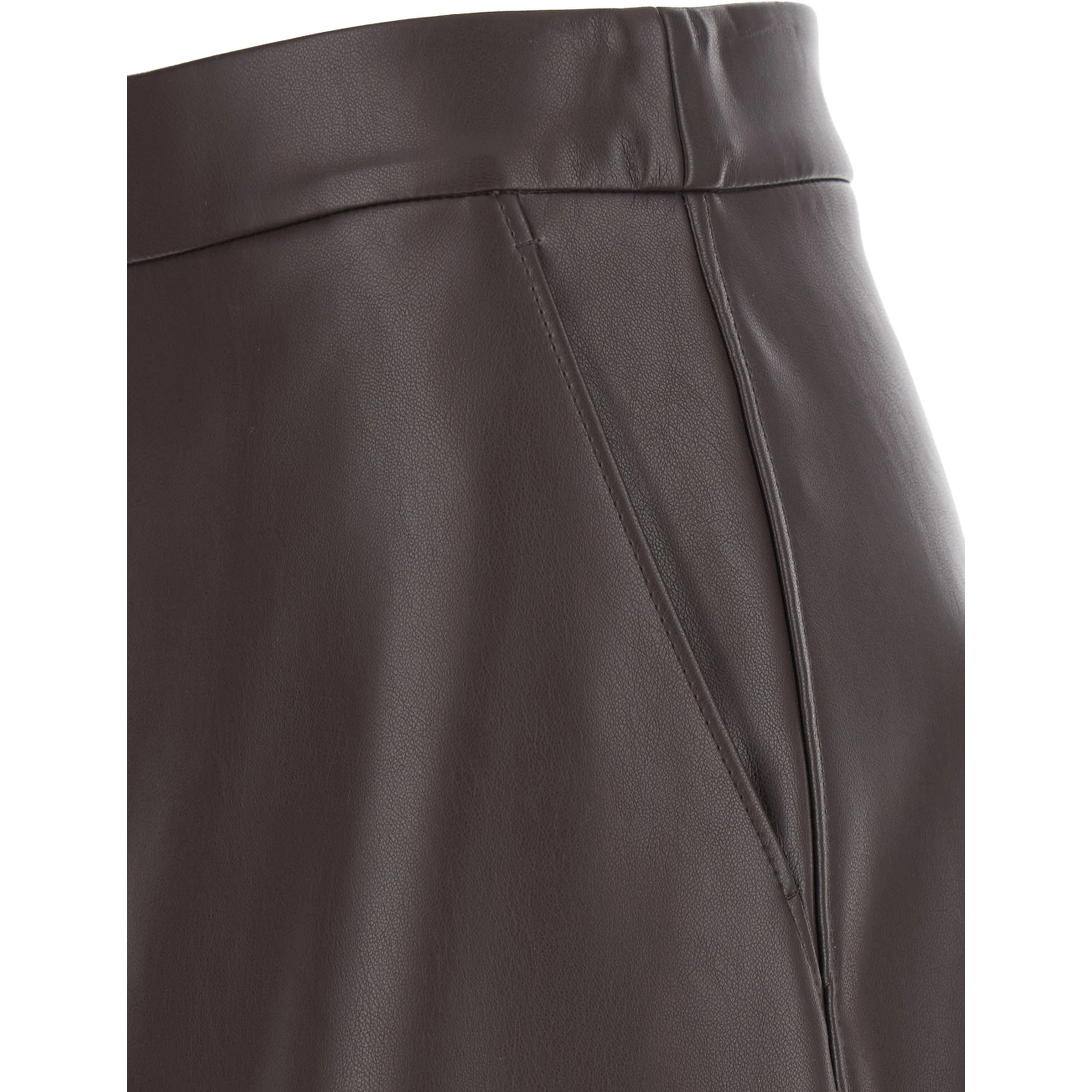 Brown womens leather-effect jersey skirt in Tech Fabric