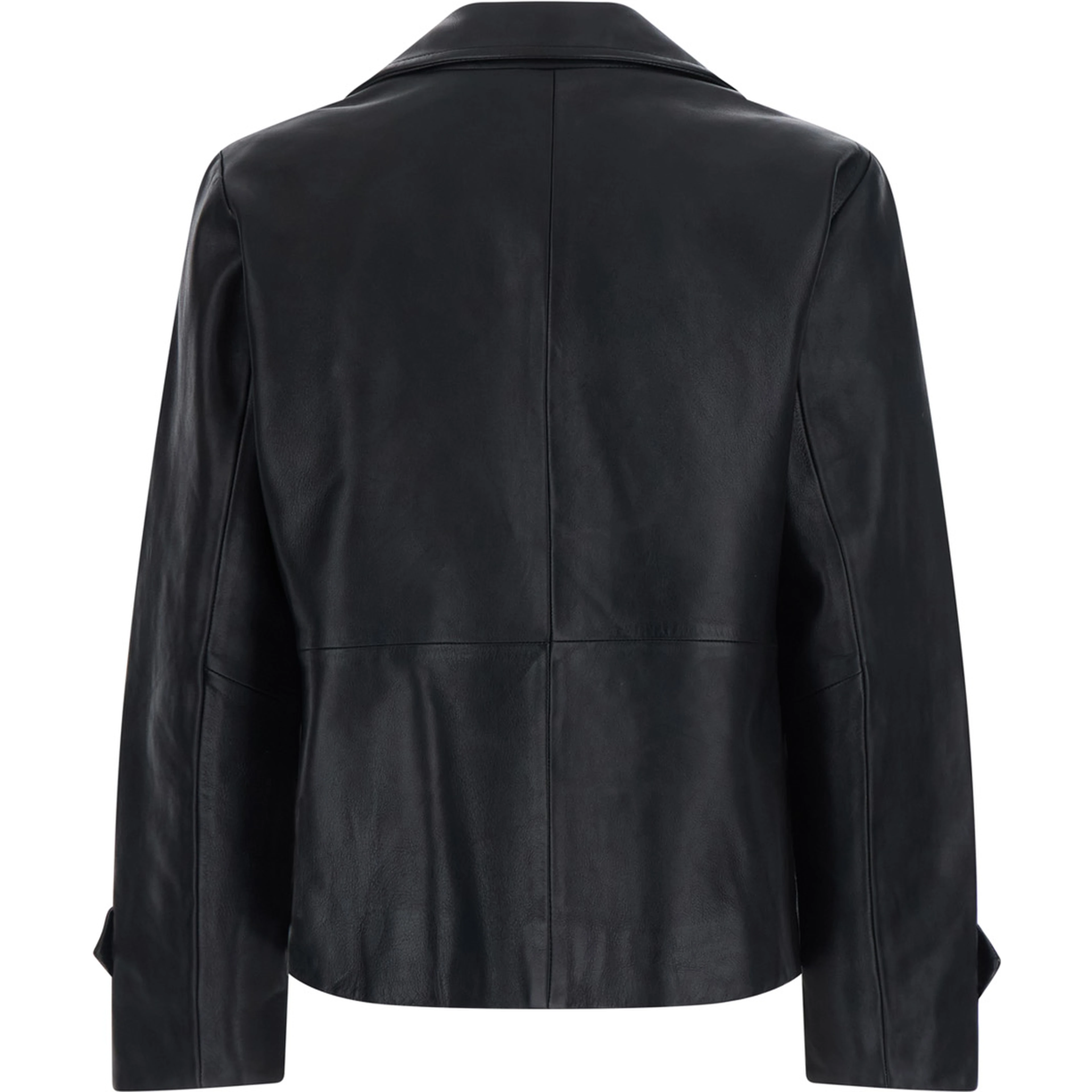 Peacoat with Ecoleather and Notched Revers Black Woman
