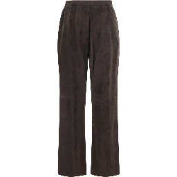 Mens brown lamb suede trousers