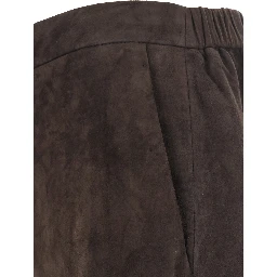 Mens brown lamb suede trousers