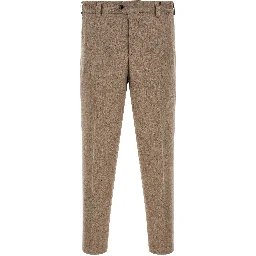 Beige Virgin Wool Casual Pants