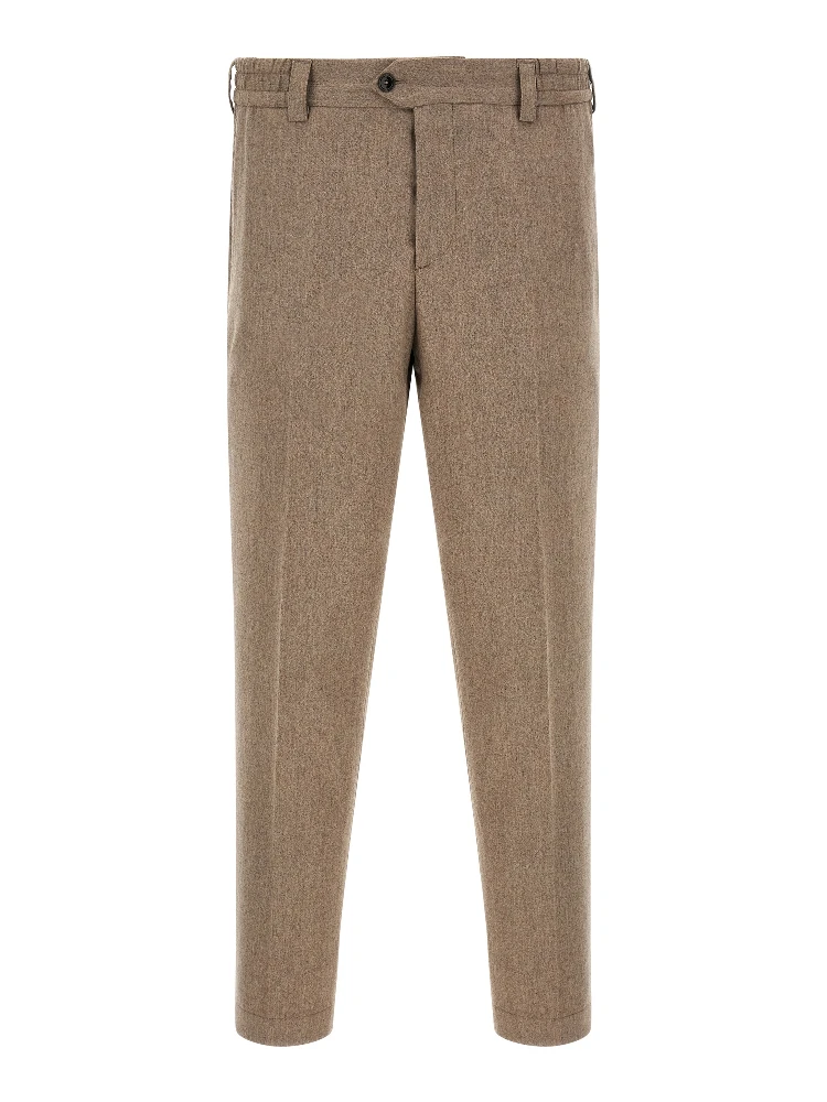 Beige Virgin Wool Casual Pants