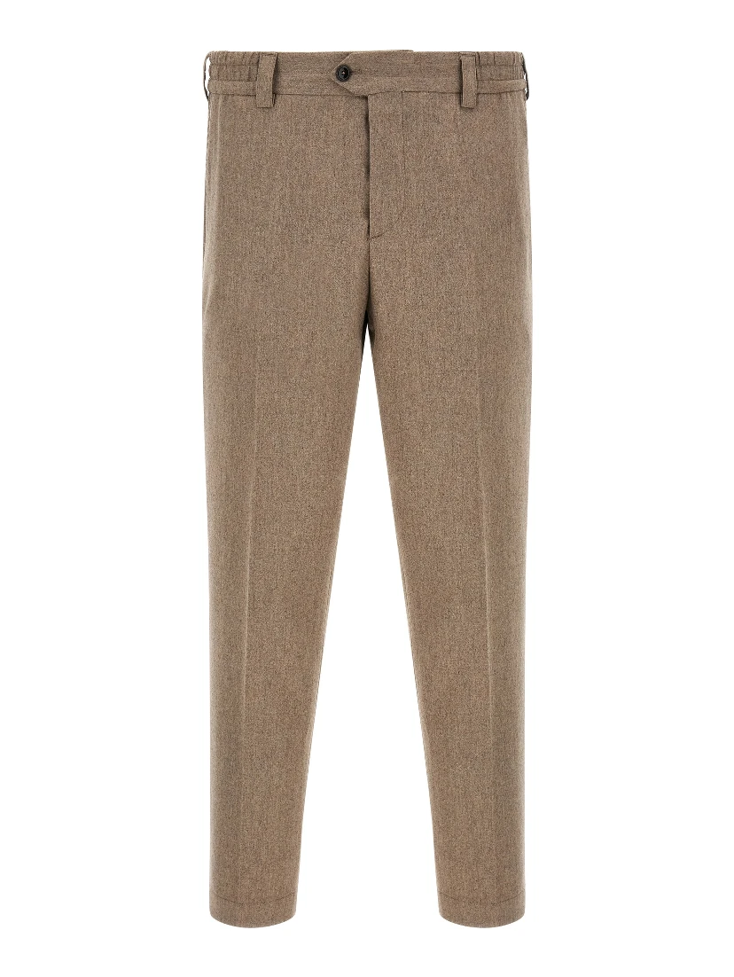 Beige Virgin Wool Casual Pants
