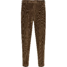 Brown Cotton Casual Pants