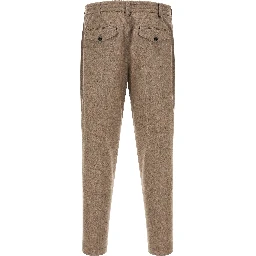 Beige Virgin Wool Casual Pants