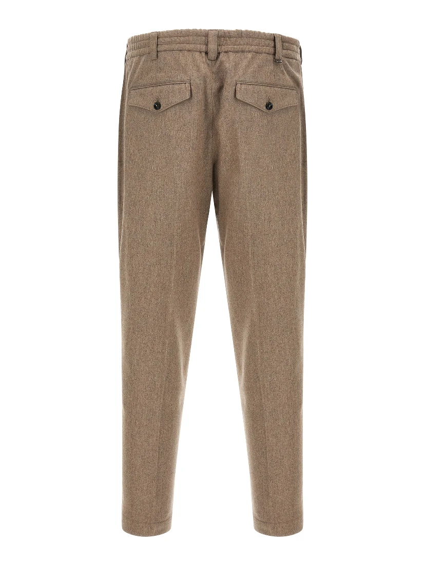 Beige Virgin Wool Casual Pants