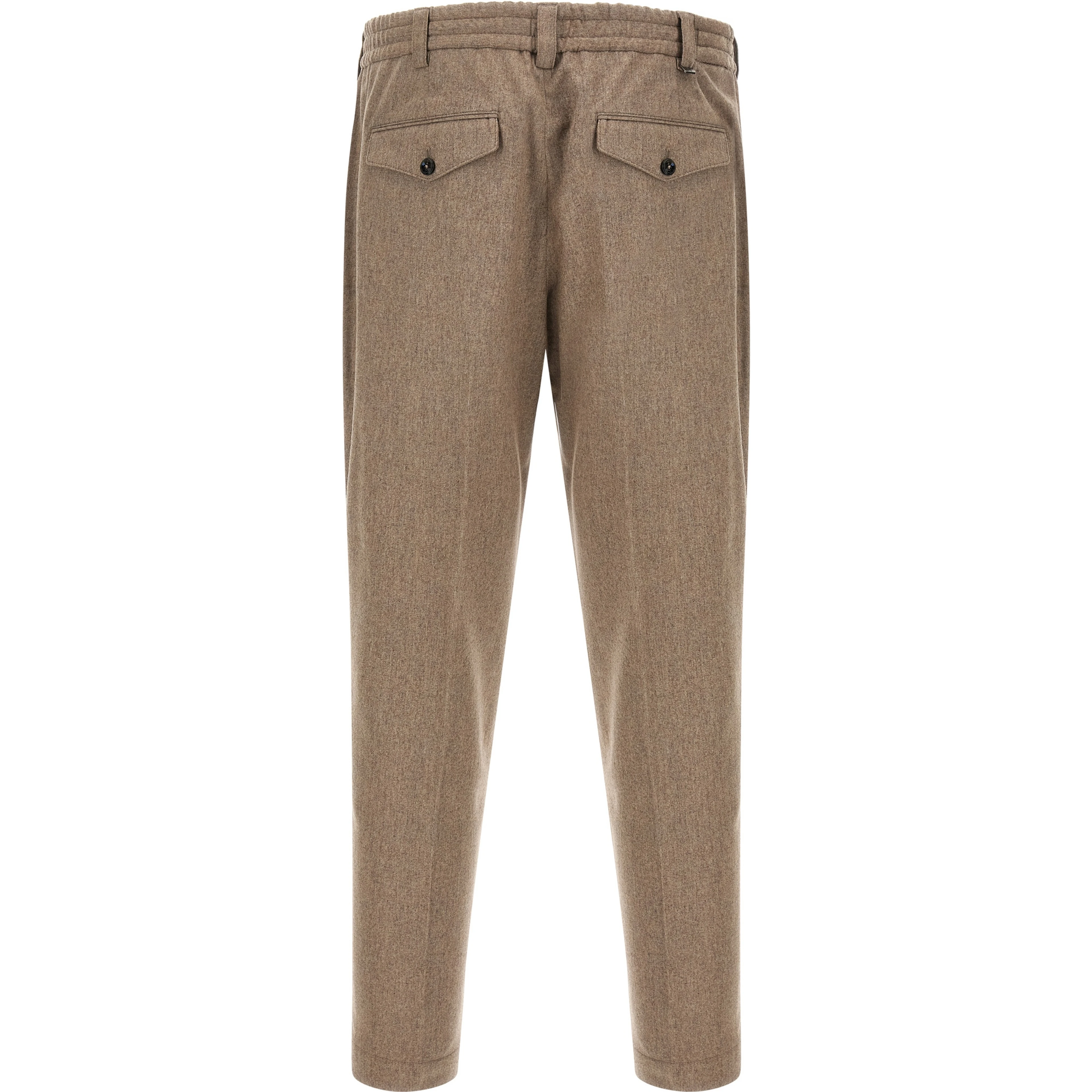 Beige Virgin Wool Casual Pants