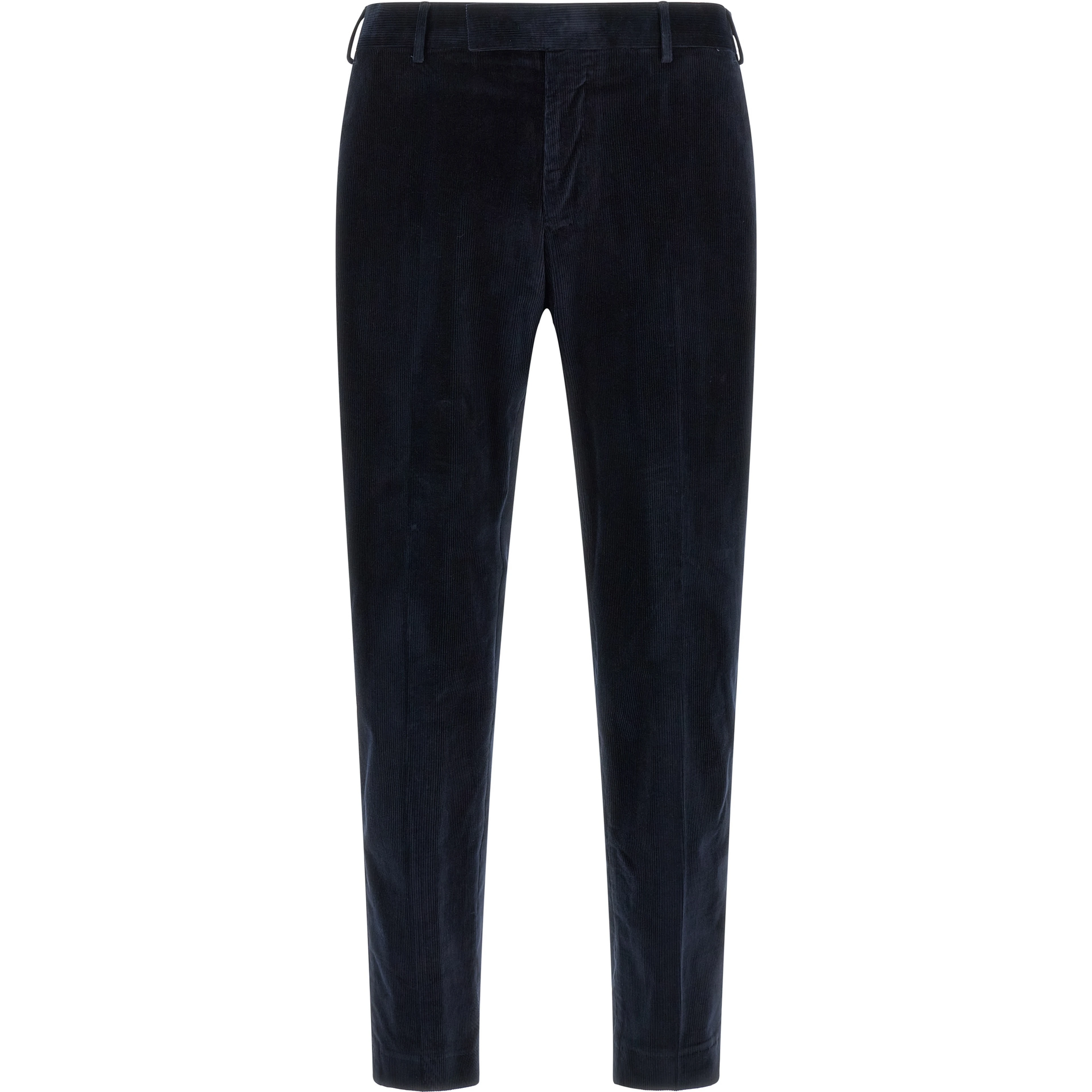Blue Cotton Casual Pants