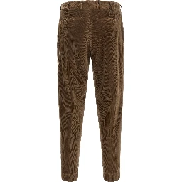 Brown Cotton Casual Pants