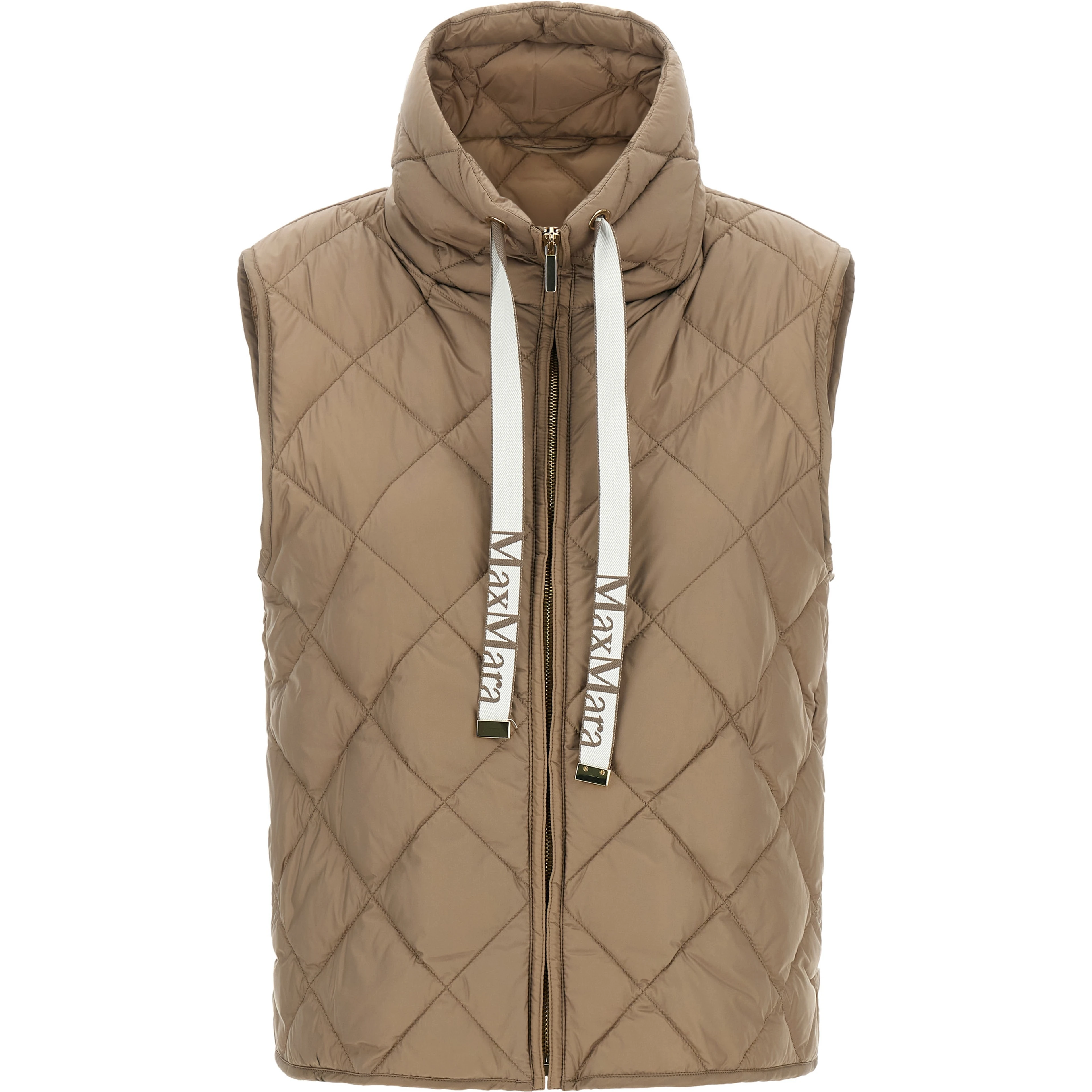 Beige Polyamide Sleeveless Jacket