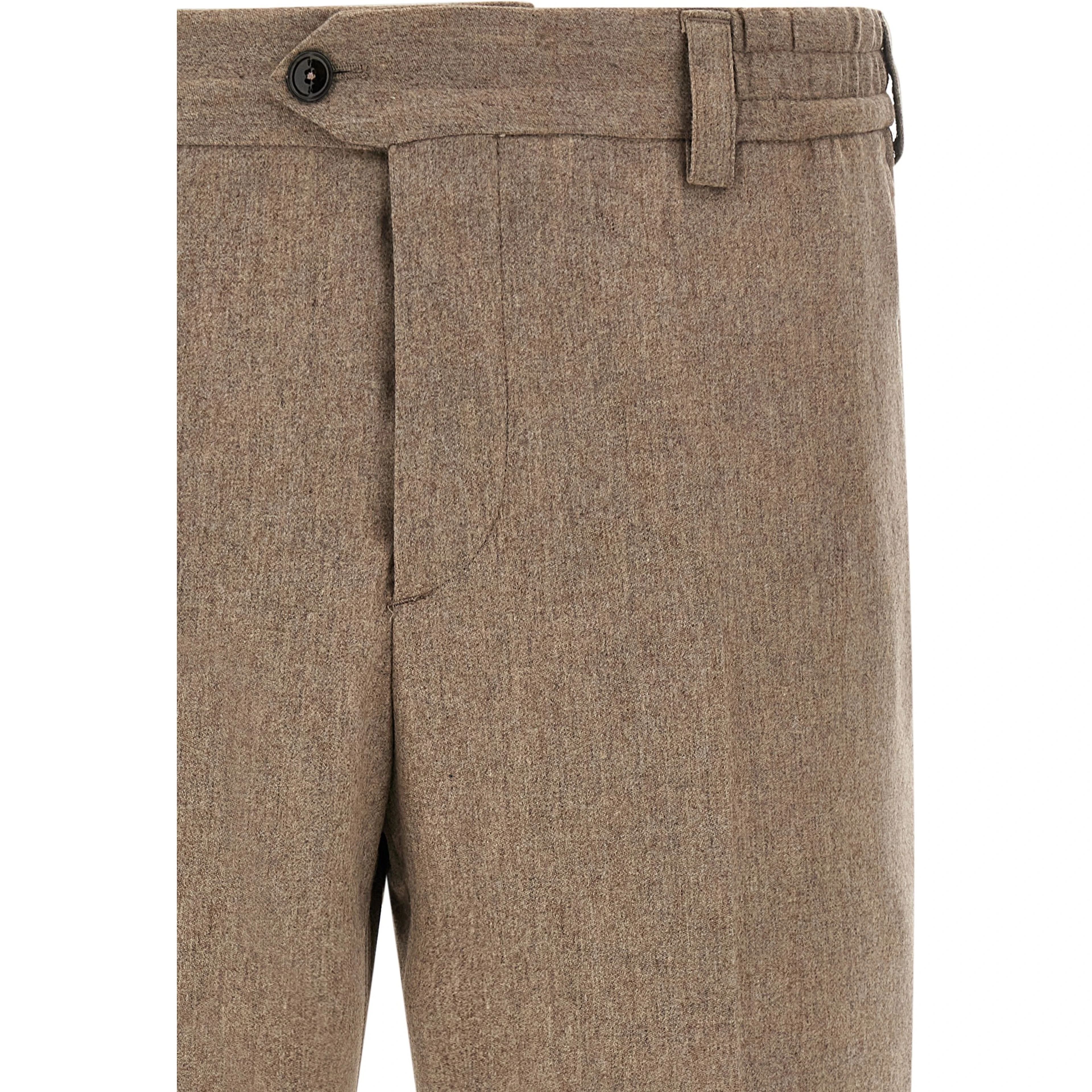 Beige Virgin Wool Casual Pants