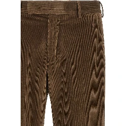 Brown Cotton Casual Pants