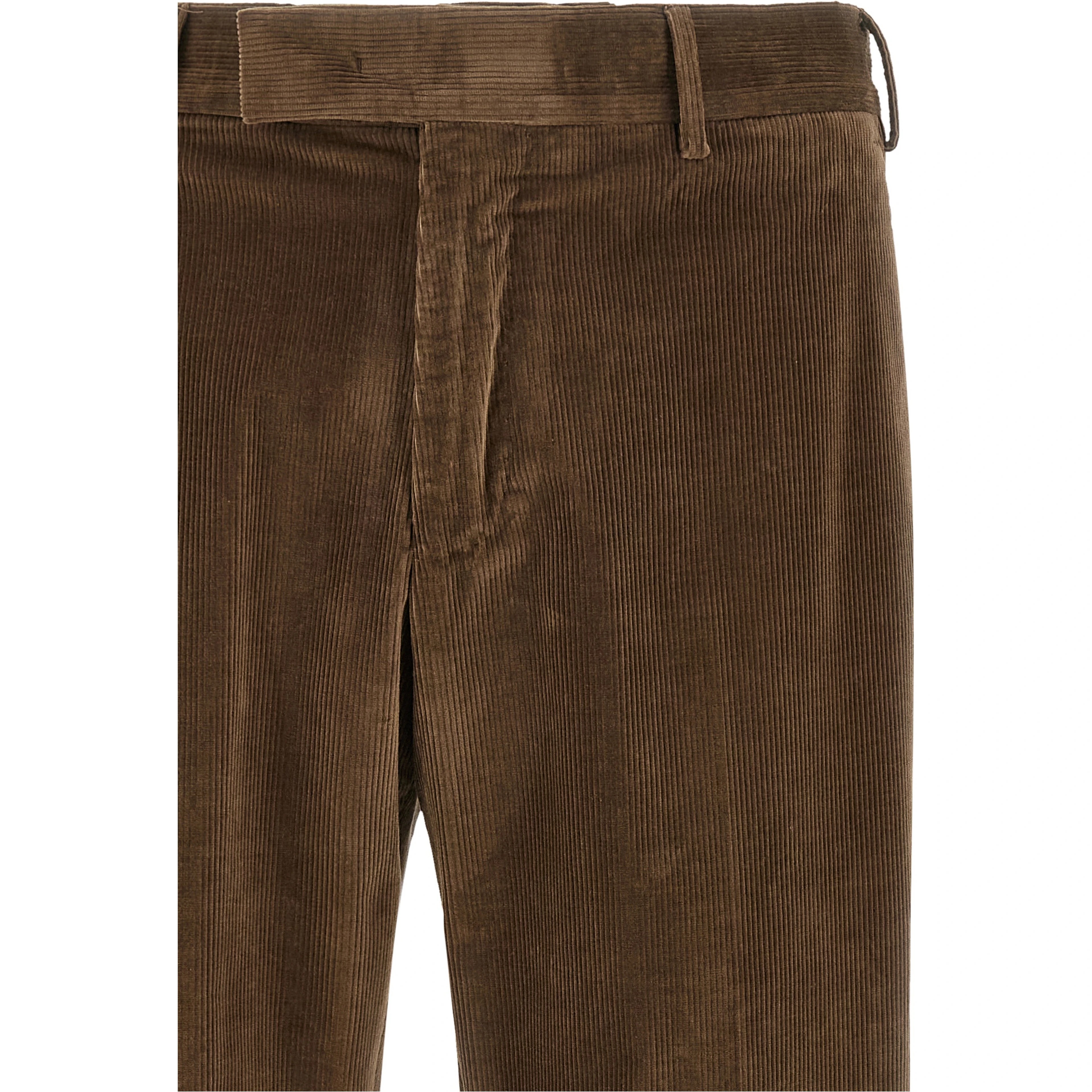 Brown Cotton Casual Pants