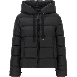 Black Polyester Full-Length Jacket
