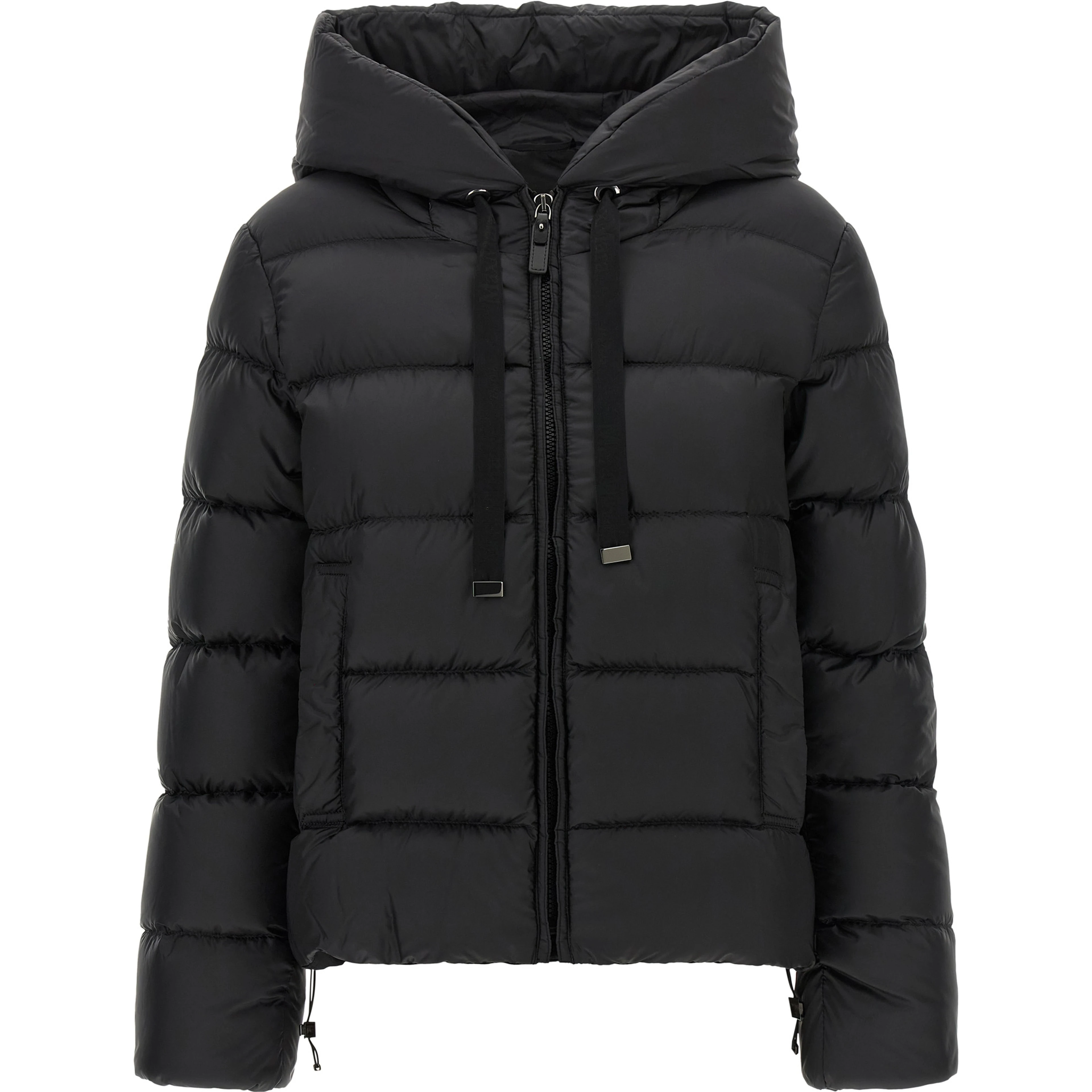 Black Polyester Full-Length Jacket