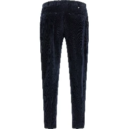 Blue Cotton Casual Pants