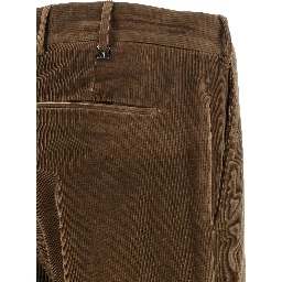 Brown Cotton Casual Pants