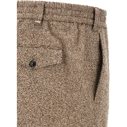 Beige Virgin Wool Casual Pants