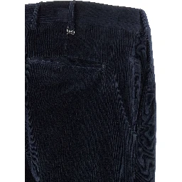 Blue Cotton Casual Pants