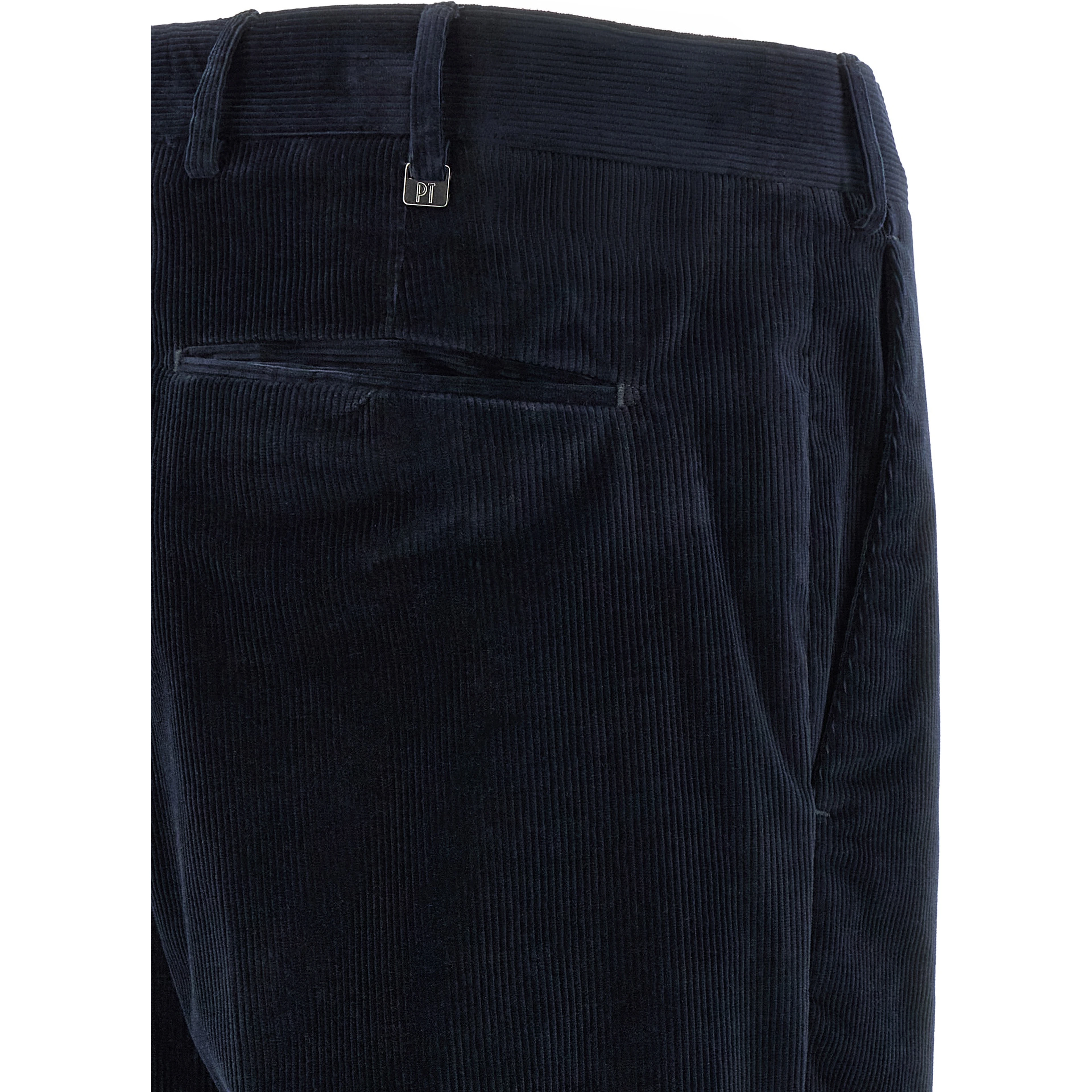 Blue Cotton Casual Pants