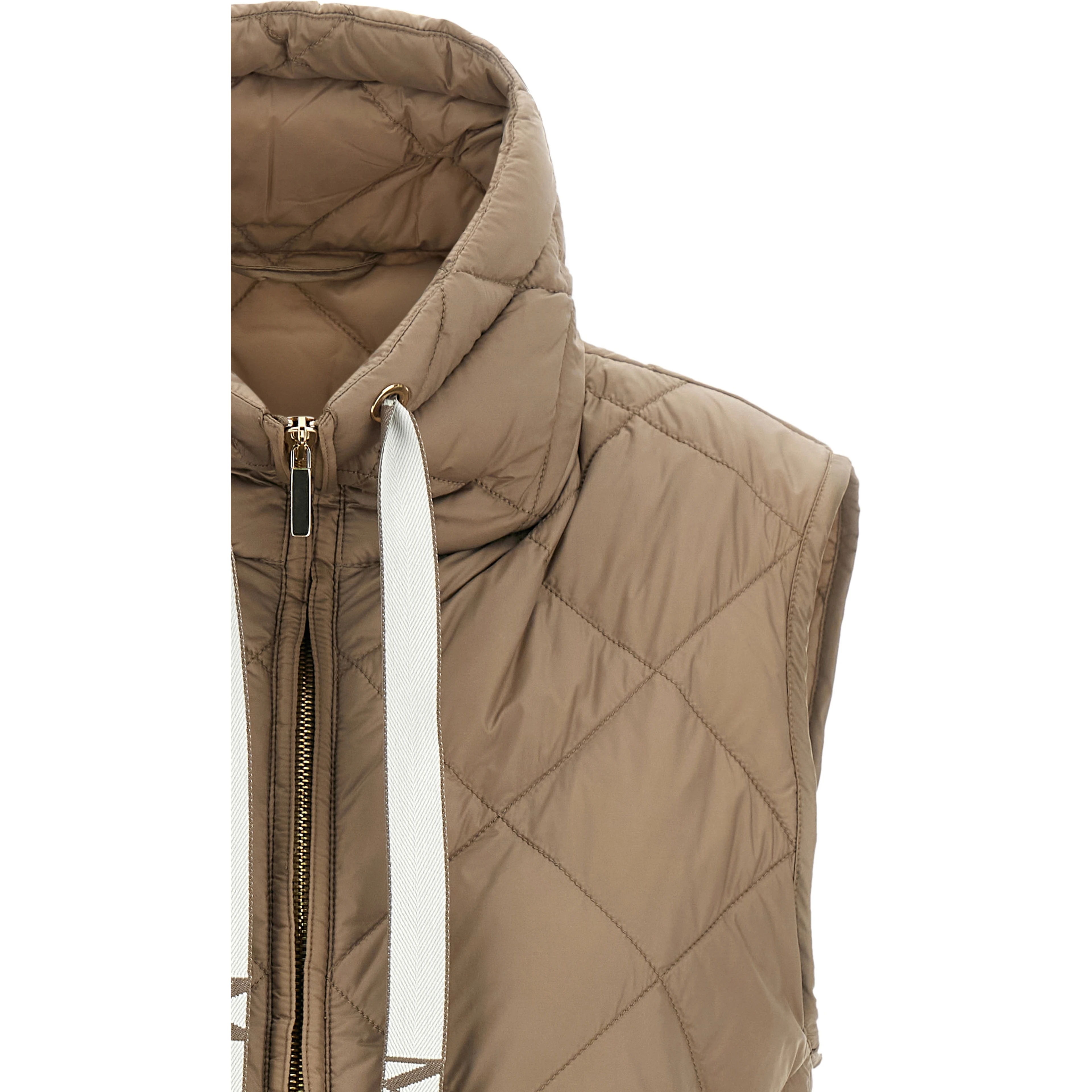 Beige Polyamide Sleeveless Jacket