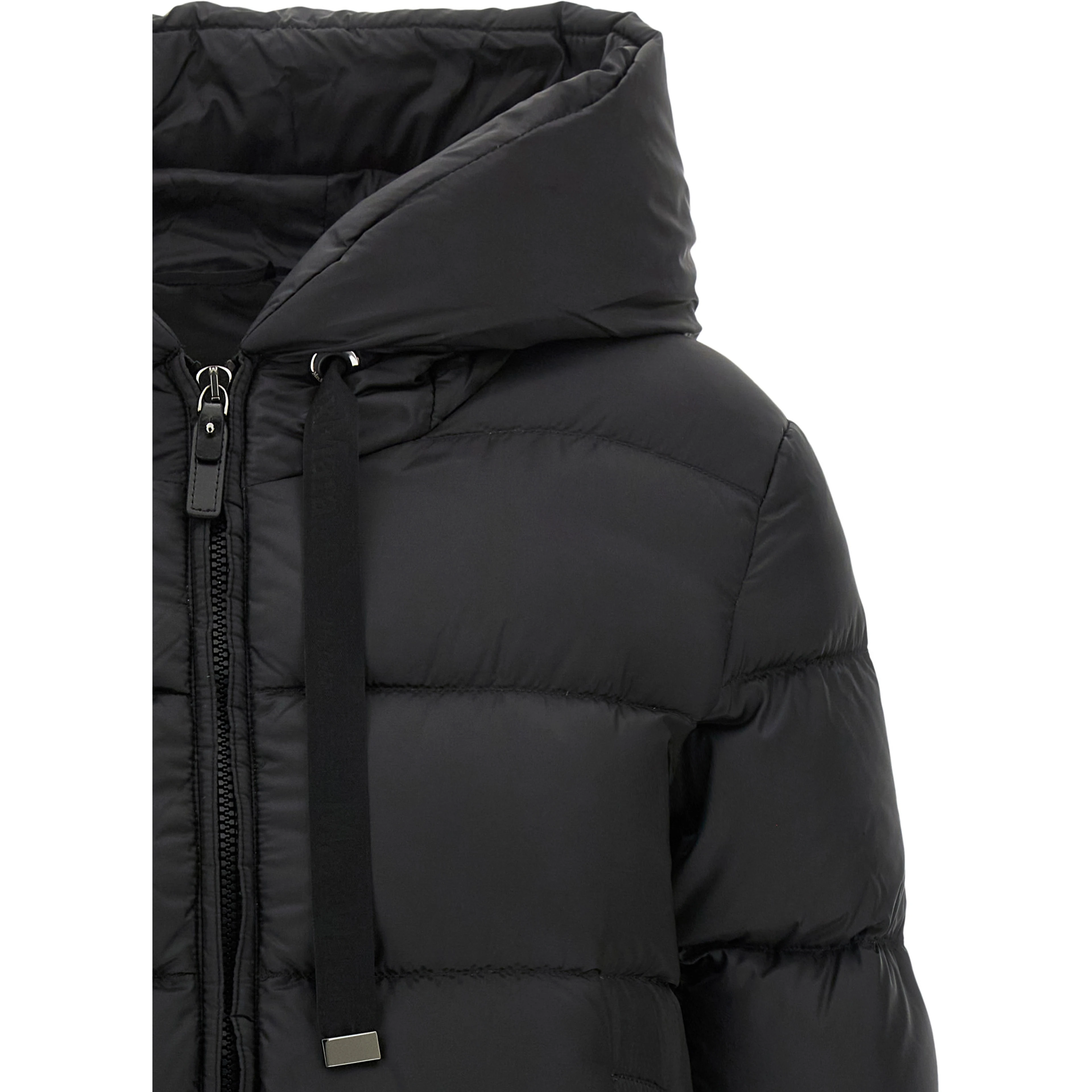 Black Polyester Full-Length Jacket