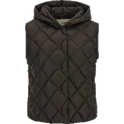 Brown Polyester Sleeveless Jacket
