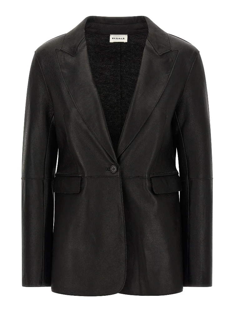 Black Lamb Leather Blazer