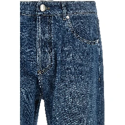 Blue Cotton Straight-Leg Jeans