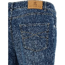 Blue Cotton Straight-Leg Jeans