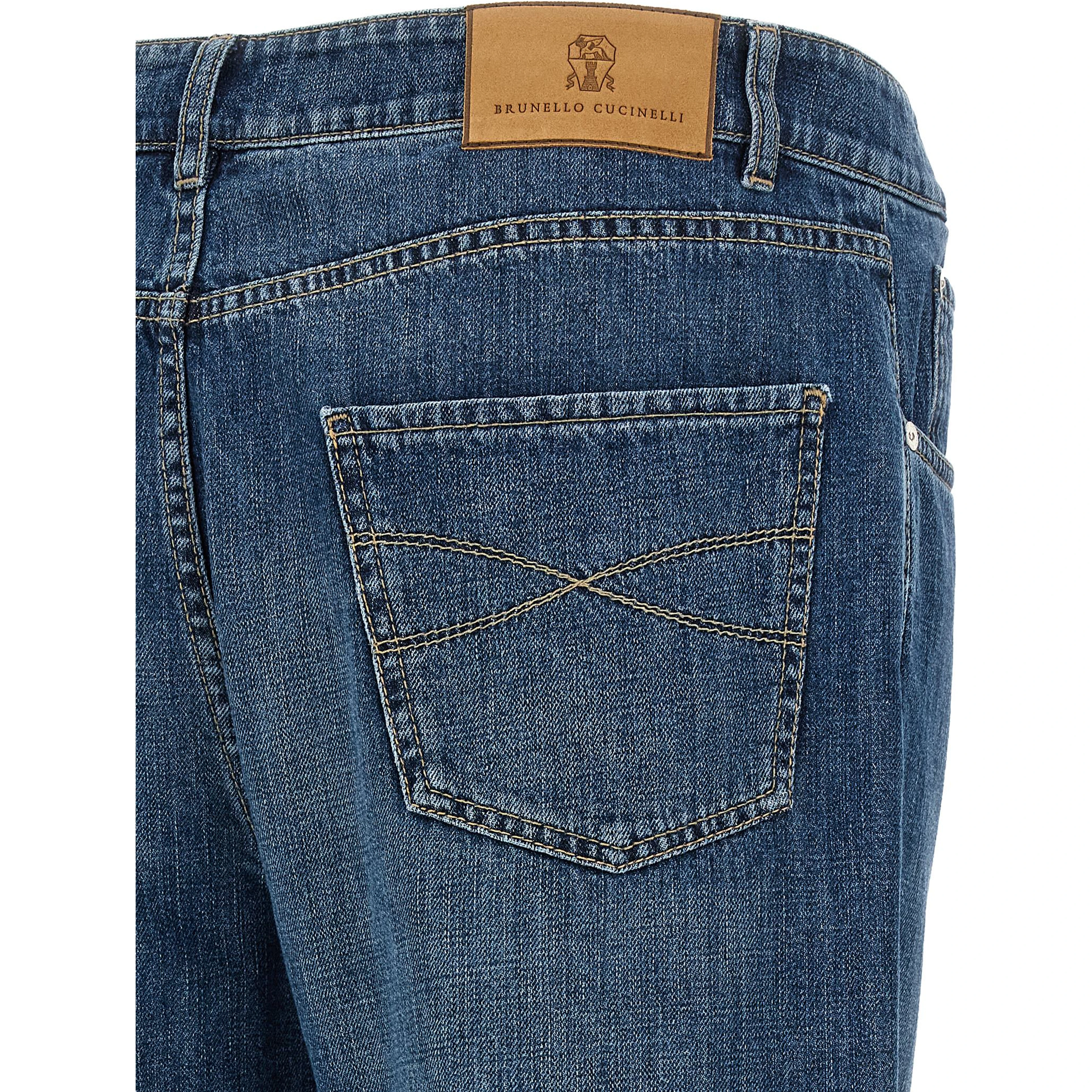 Blue Cotton Straight-Leg Jeans