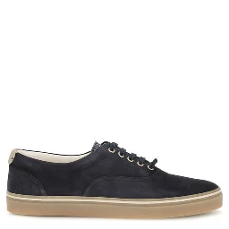 Blue Suede Leather Low Top Sneakers
