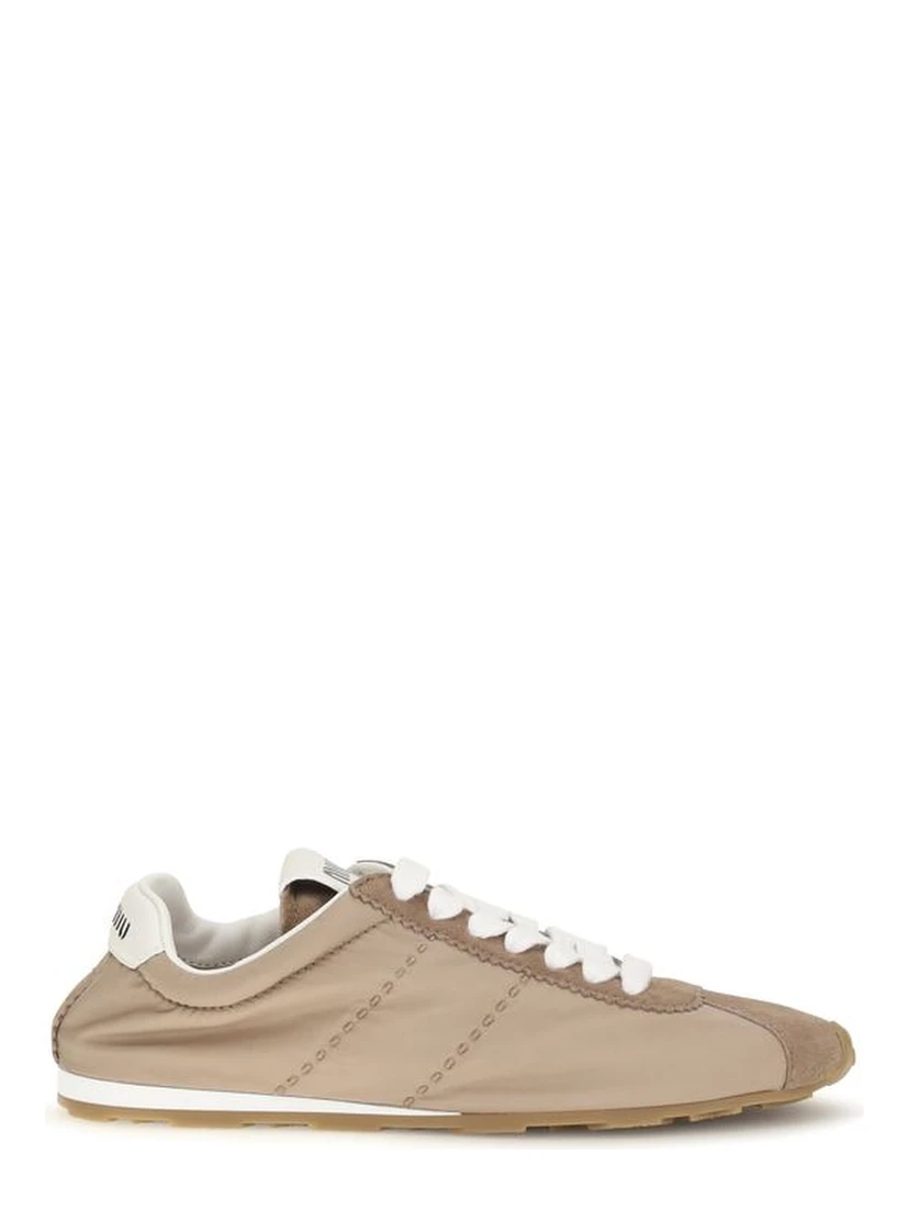 Beige Calf Leather Bos Taurus Low Top Sneakers