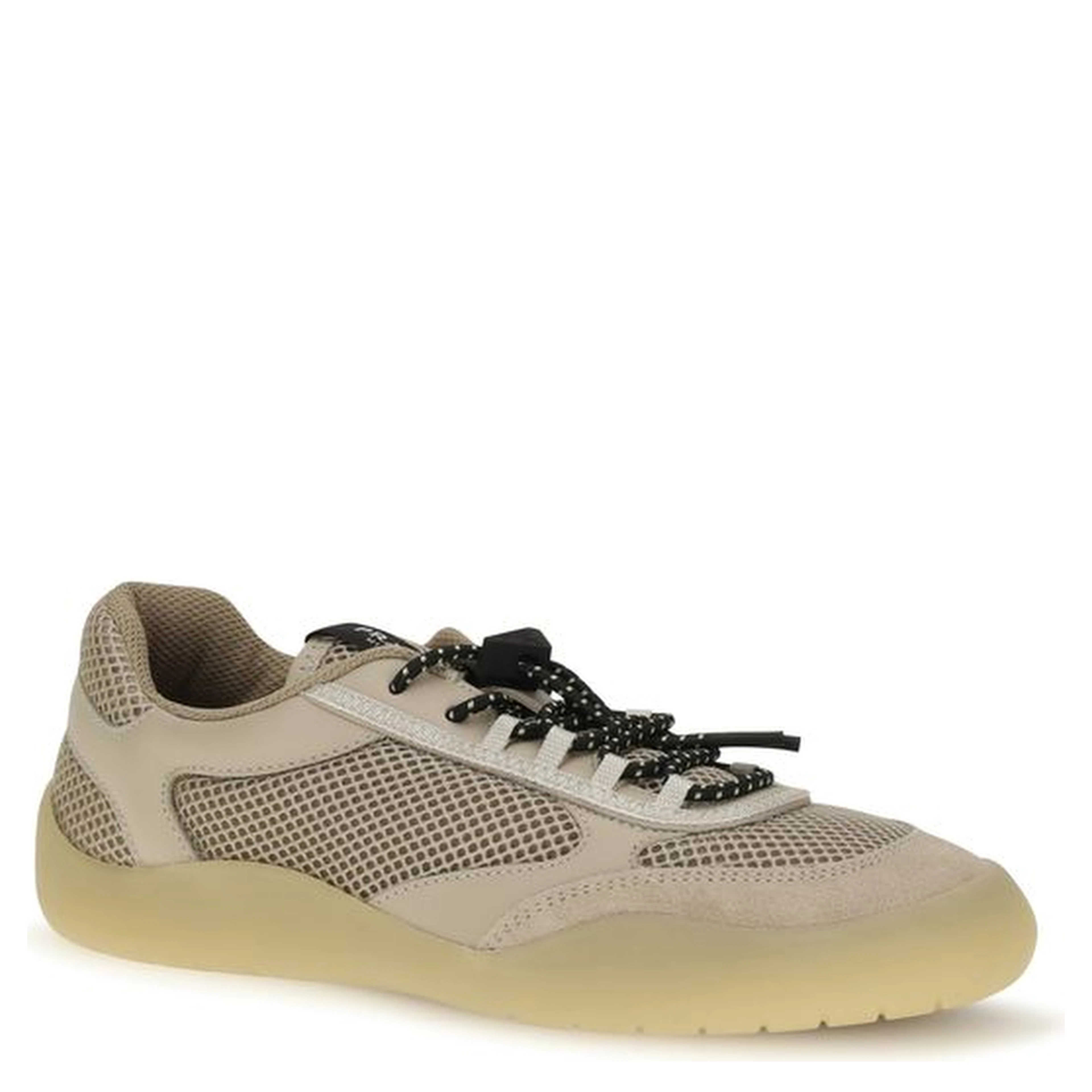 Beige Calf Leather Bos Taurus Athletic Sneakers