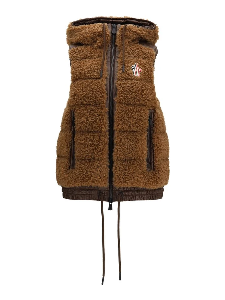 Brown Polyamide Sleeveless Jacket