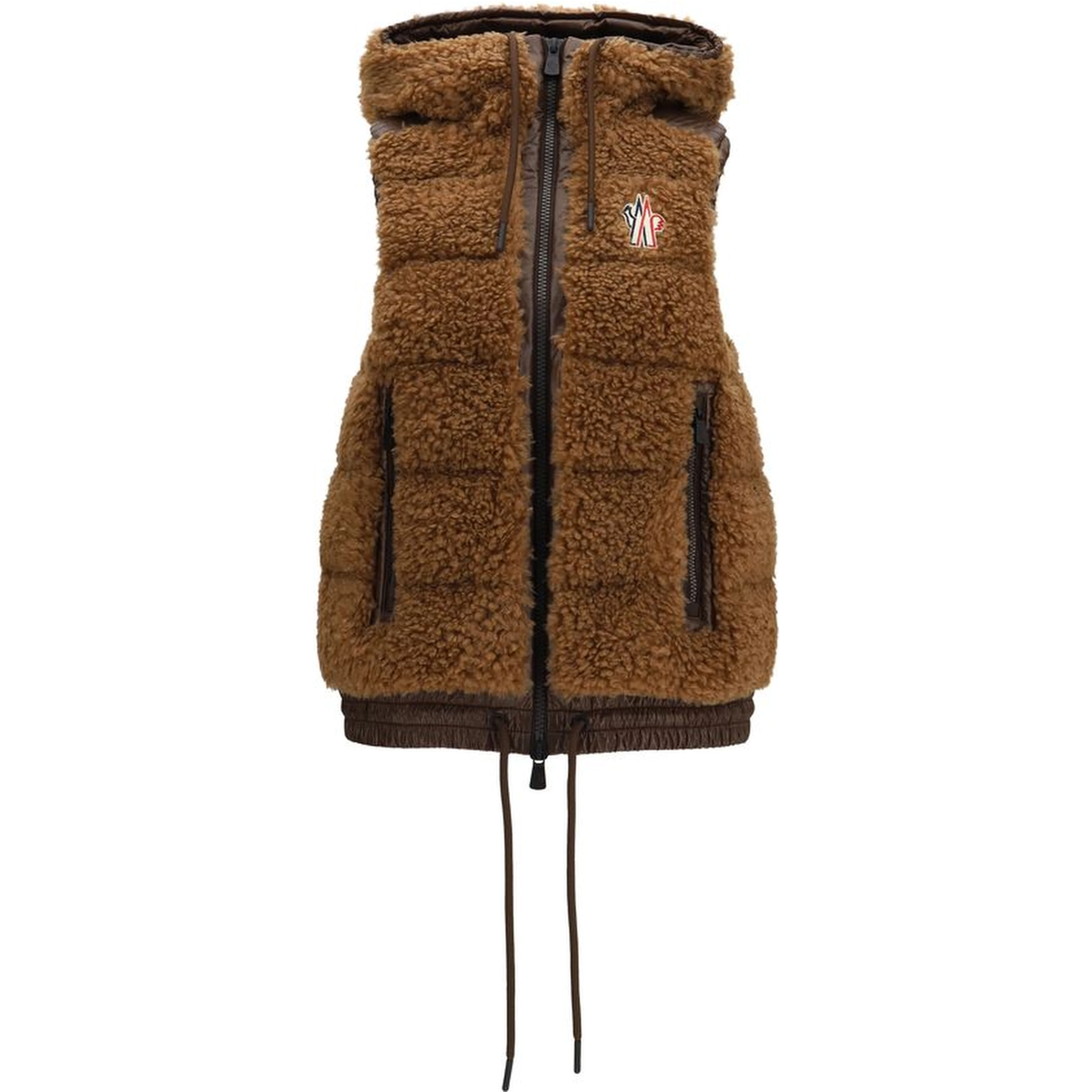 Brown Polyamide Sleeveless Jacket