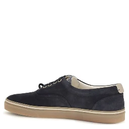 Blue Suede Leather Low Top Sneakers
