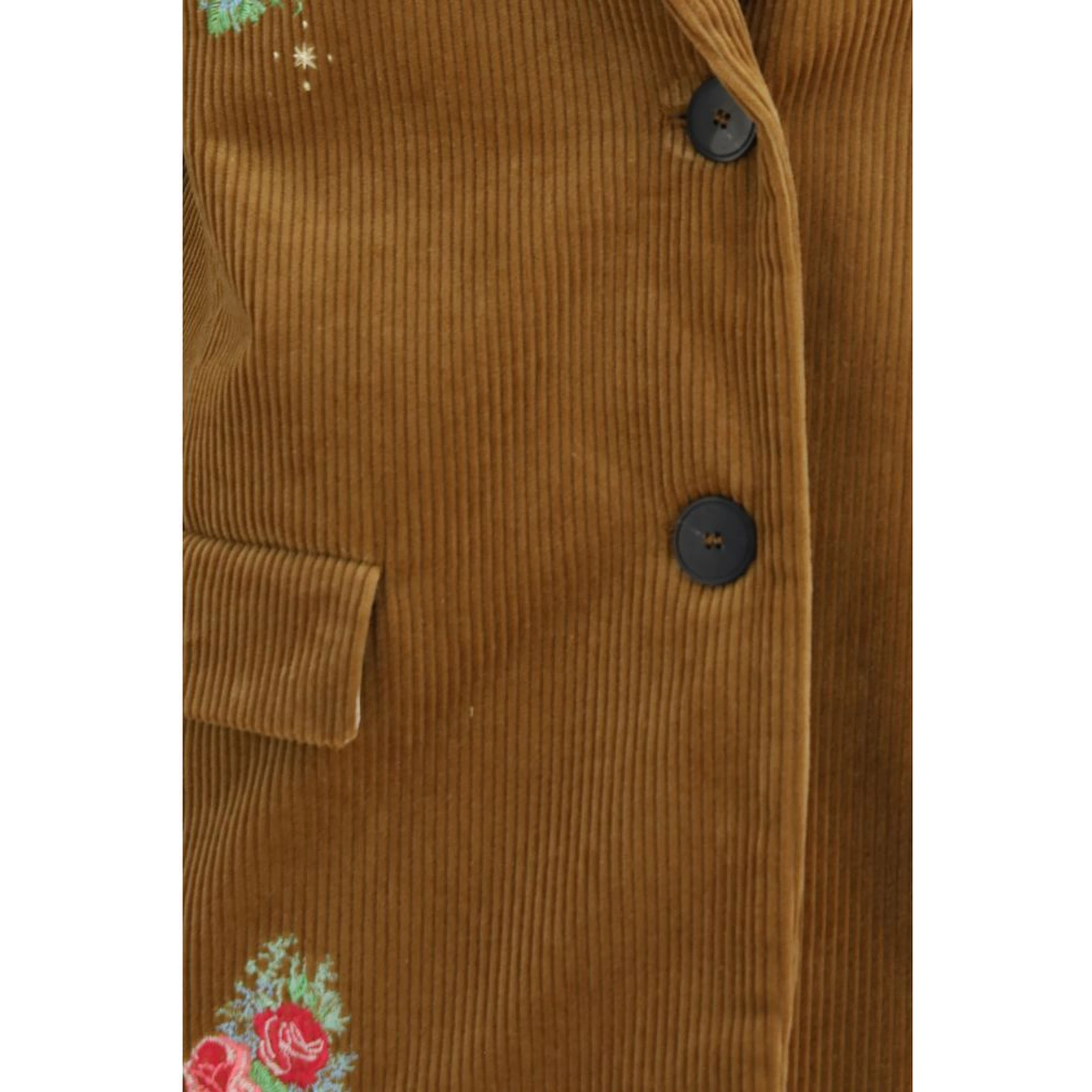 Brown Cotton Full-Length Jacket