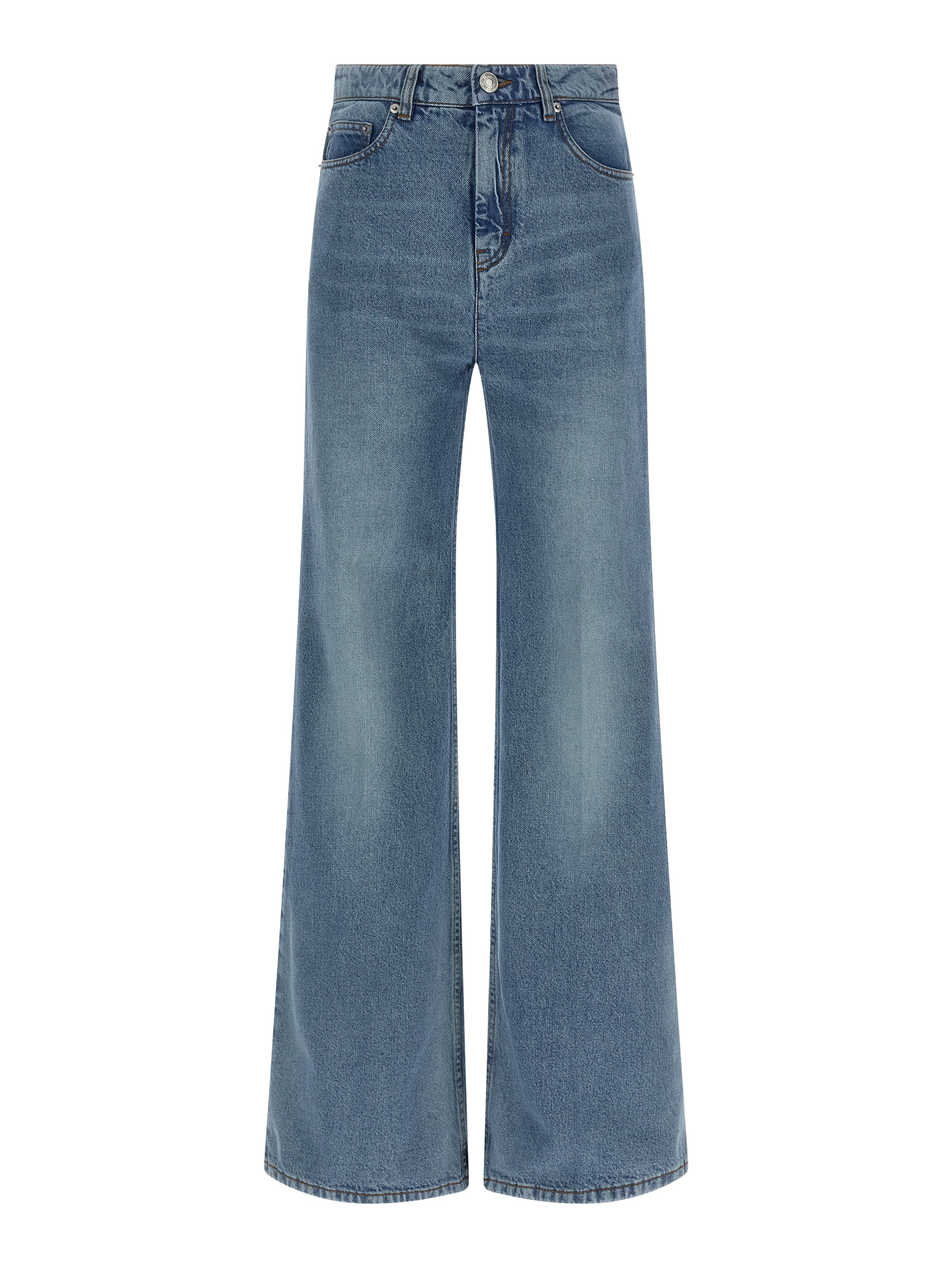 Blue Cotton Flared Jeans