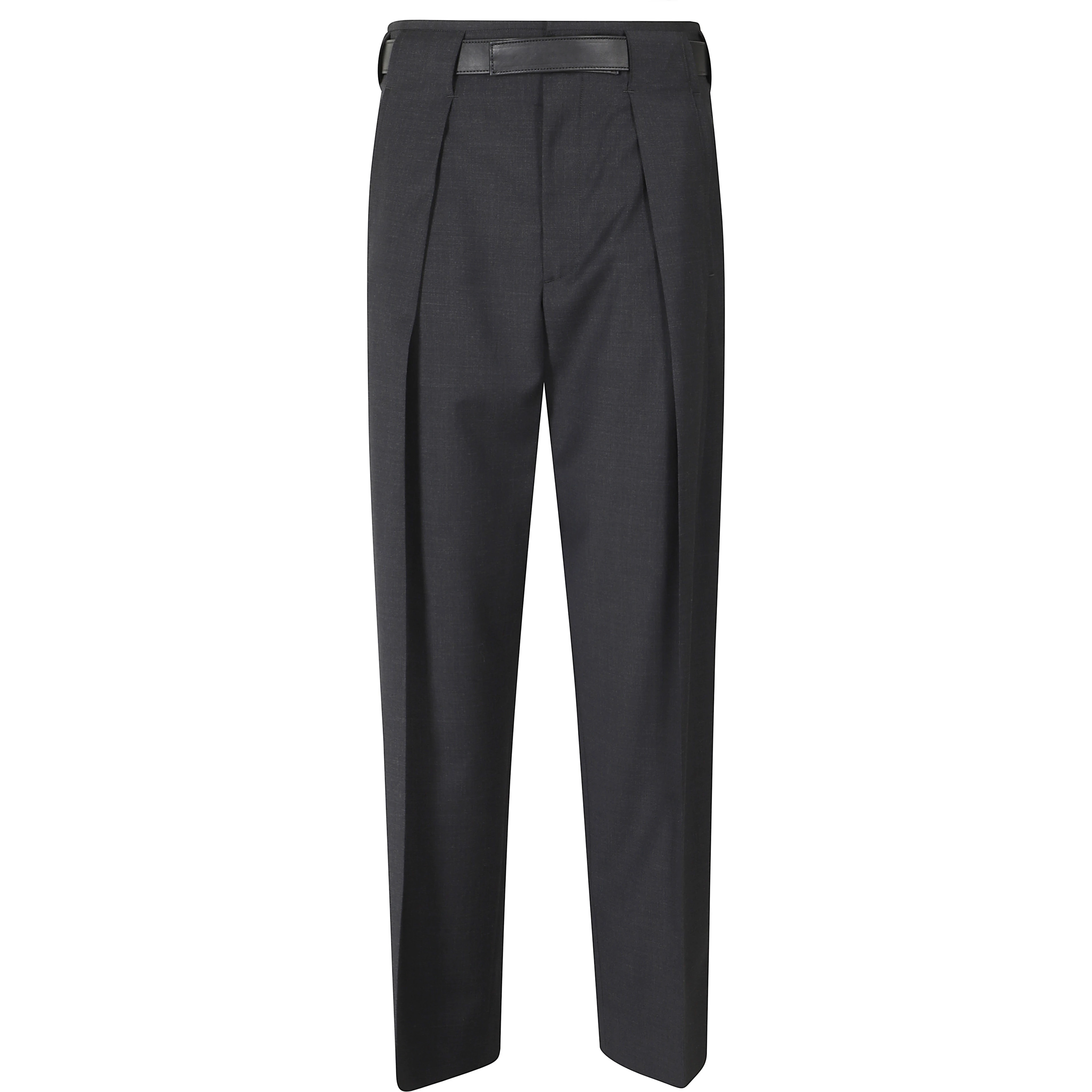 RONDA LEATHER BELT WOOL PLEATED TROUSERS