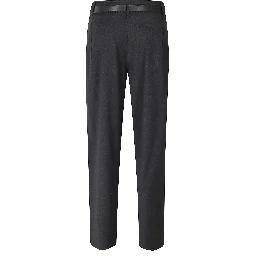 RONDA LEATHER BELT WOOL PLEATED TROUSERS