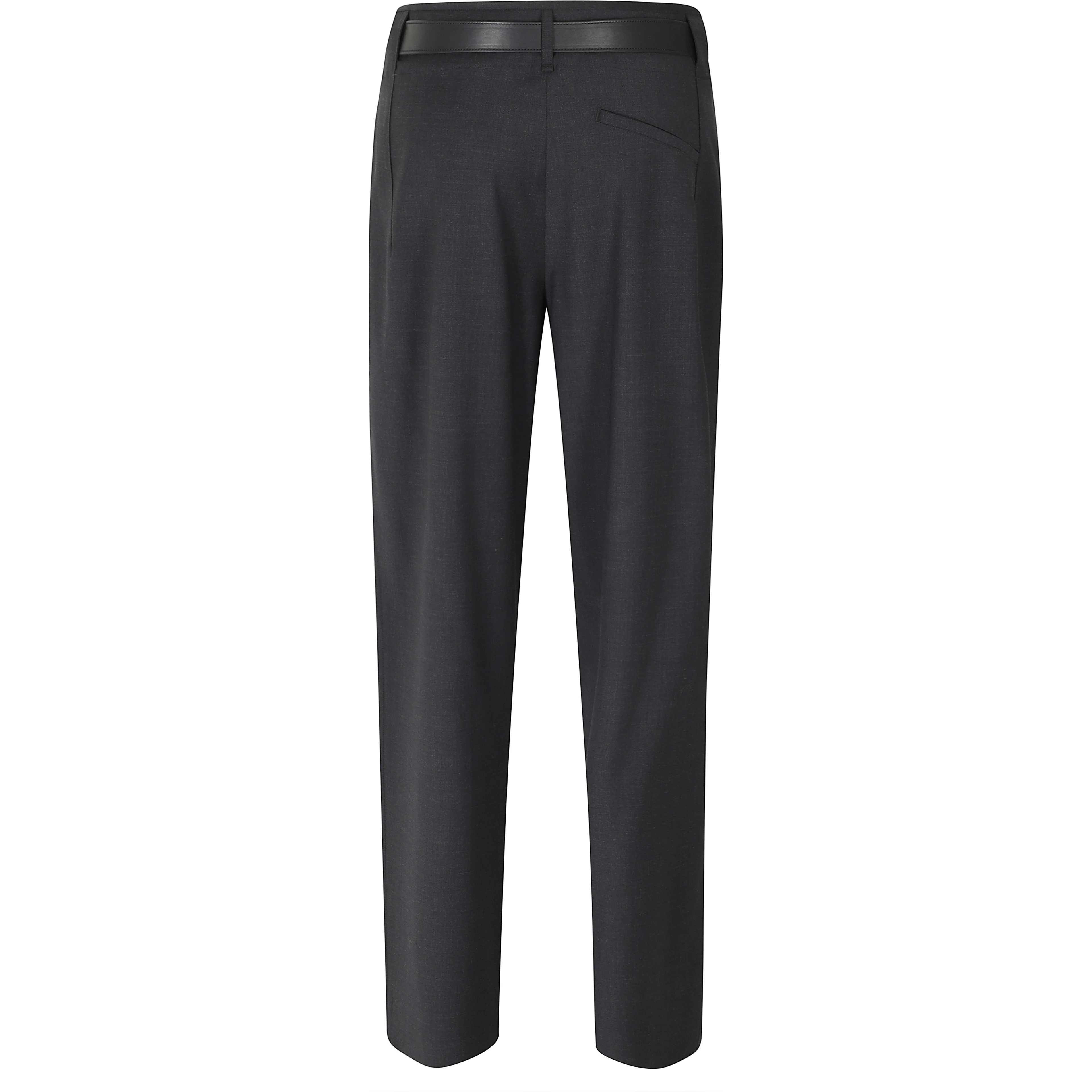 RONDA LEATHER BELT WOOL PLEATED TROUSERS