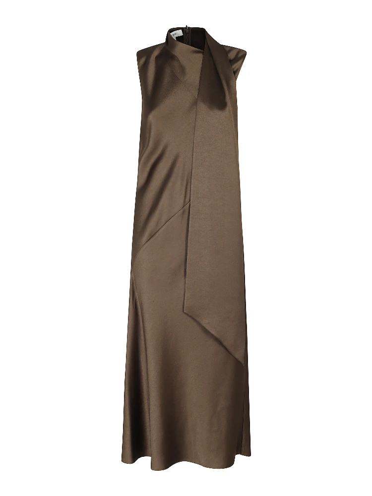 DRAPED SCARF TIE SLVLS DRESS