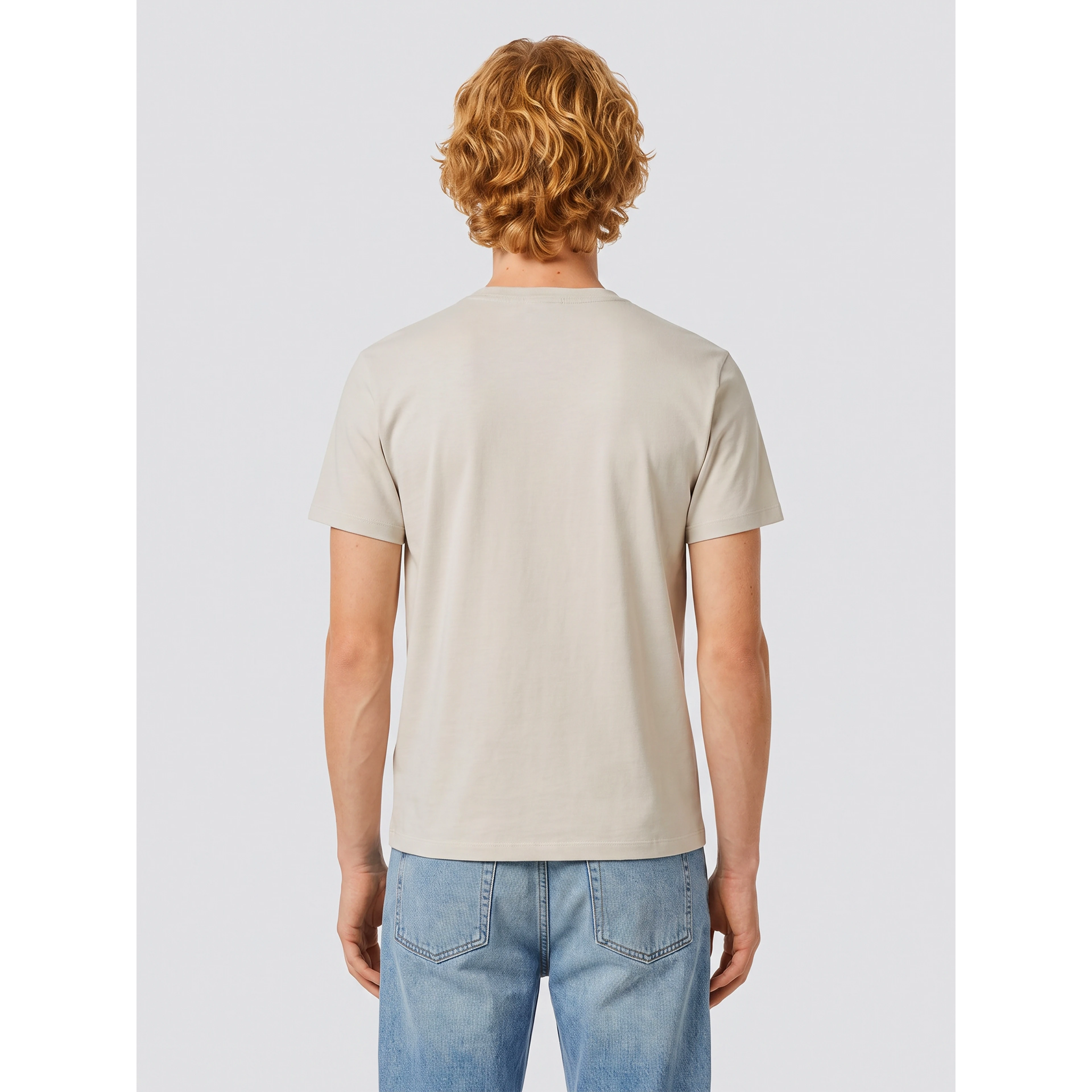 Light beige cotton blend T-shirt