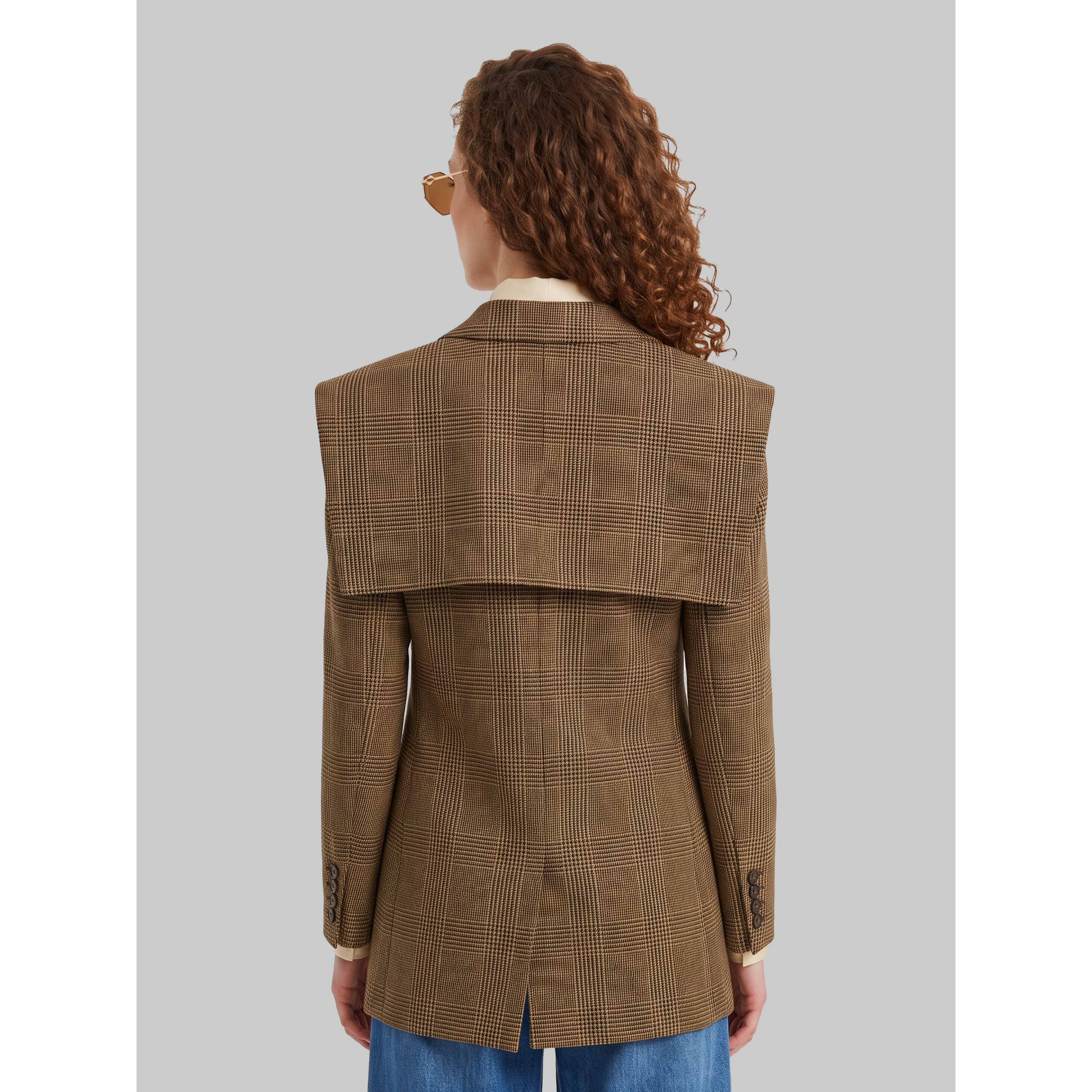 Single-breasted tailored jacket in Prince of Wales wool