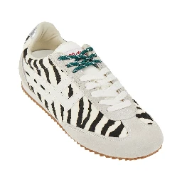 Zebra-striped calf-hair 'Racer 77' sneakers